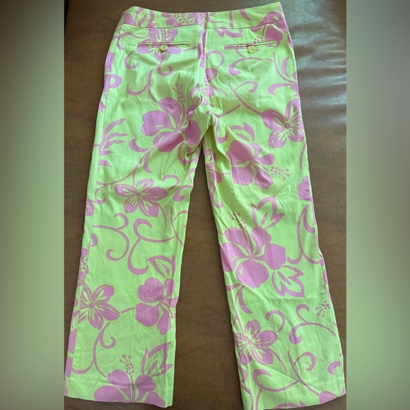 EUC - Trina Turk Yellow and Pink Floral Pants Size 2 - Picture 2 of 7
